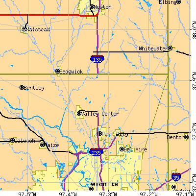 Zip code 67147 close-up map