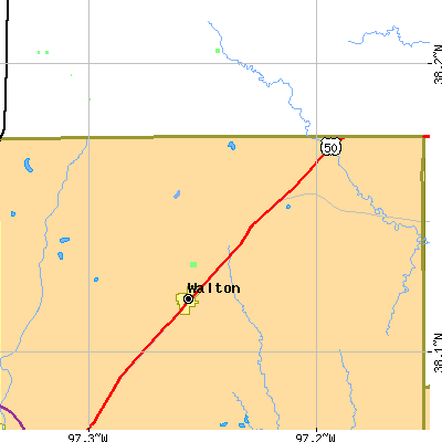 Zip code 67151 close-up map