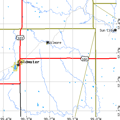 Zip code 67155 close-up map
