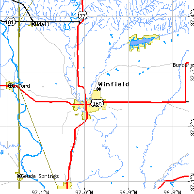 Zip code 67156 close-up map