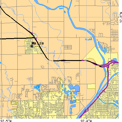 Zip code 67205 close-up map