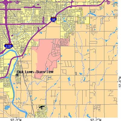 Zip code 67210 close-up map