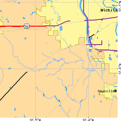 Zip code 67215 close-up map