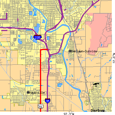 Zip code 67216 close-up map