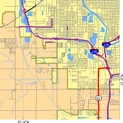 Zip code 67217 close-up map