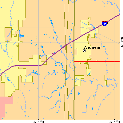 Zip code 67230 close-up map