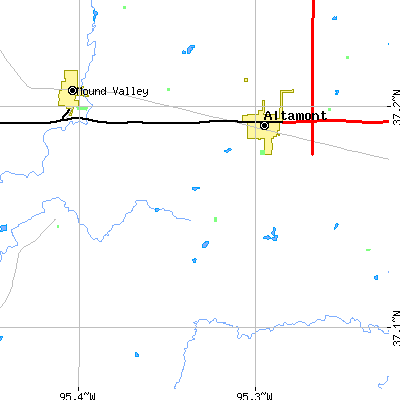 Zip code 67330 close-up map