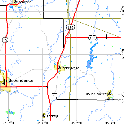 Zip code 67335 close-up map