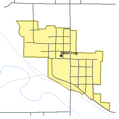Zip code 67340 close-up map