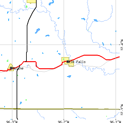 Zip code 67345 close-up map