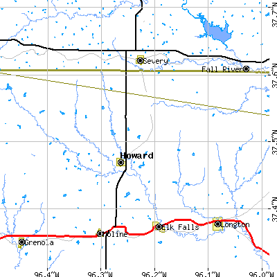 Zip code 67349 close-up map