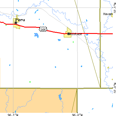 Zip code 67355 close-up map