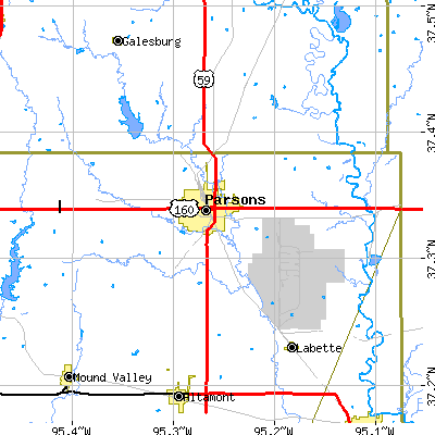 Zip code 67357 close-up map