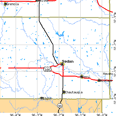 Zip code 67361 close-up map