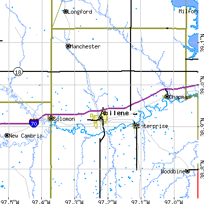 Zip code 67410 close-up map