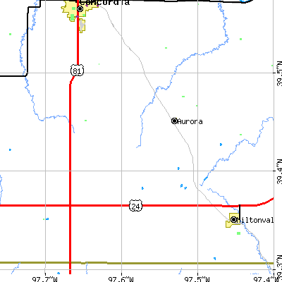 Zip code 67417 close-up map