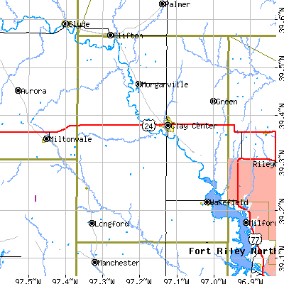 Zip code 67432 close-up map