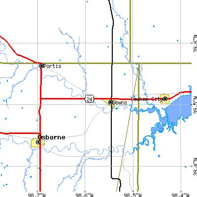 Zip code 67437 close-up map
