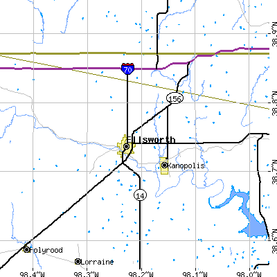 Zip code 67439 close-up map