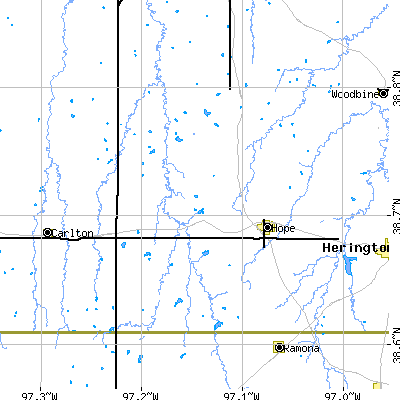Zip code 67451 close-up map