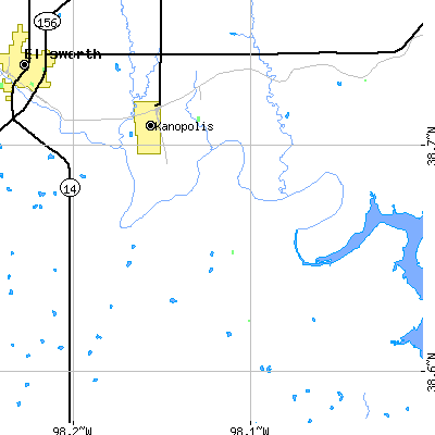 Zip code 67454 close-up map