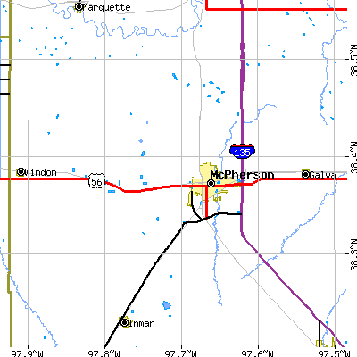 Zip code 67460 close-up map