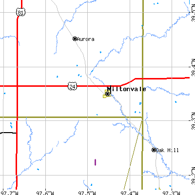 Zip code 67466 close-up map