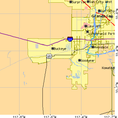 Zip code 85326 close-up map