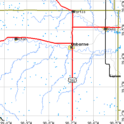 Zip code 67473 close-up map