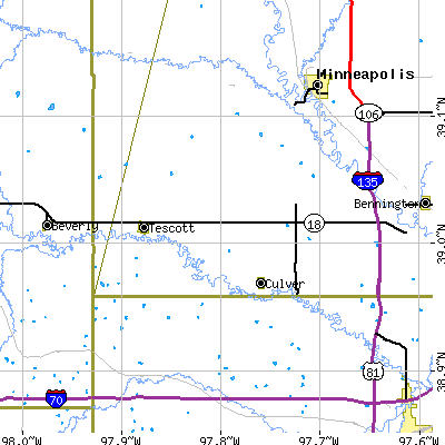 Zip code 67484 close-up map