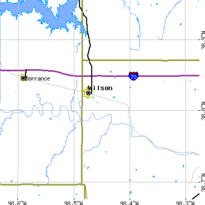 Zip code 67490 close-up map