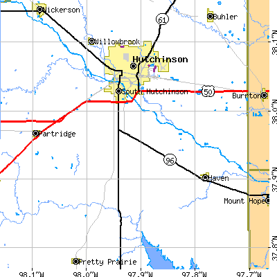 Zip code 67501 close-up map