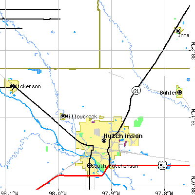 Zip code 67502 close-up map