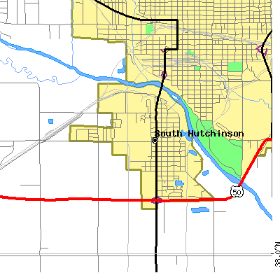 Zip code 67505 close-up map