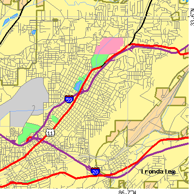 Zip code 35206 close-up map