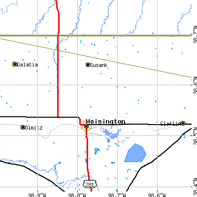 Zip code 67544 close-up map