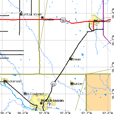 Zip code 67546 close-up map