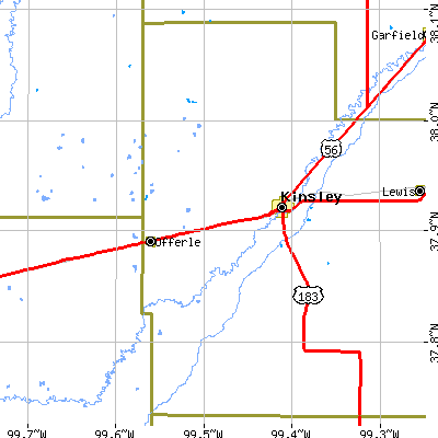 Zip code 67547 close-up map