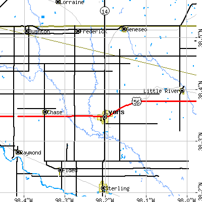 Zip code 67554 close-up map