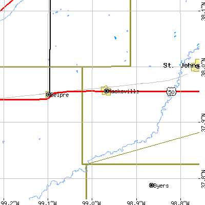 Zip code 67557 close-up map