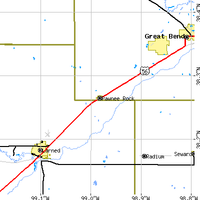Zip code 67567 close-up map