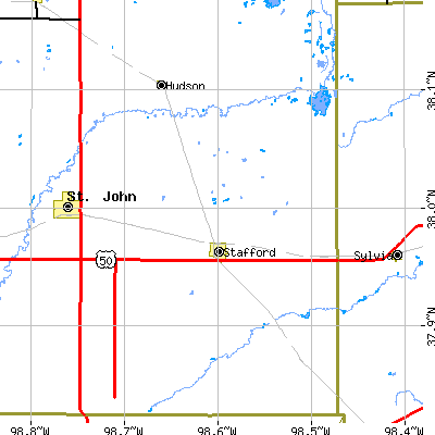 Zip code 67578 close-up map