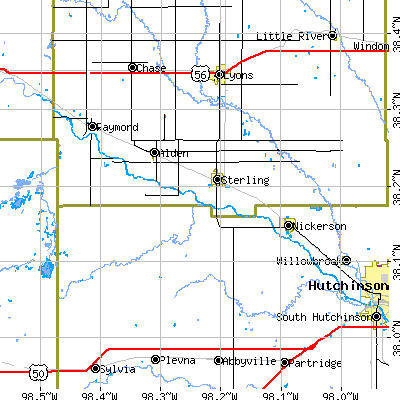 Zip code 67579 close-up map