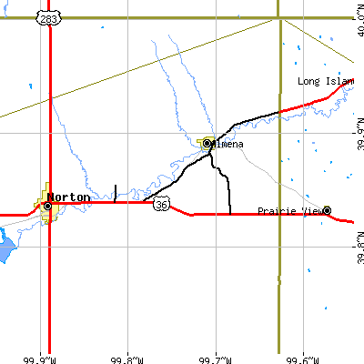 Zip code 67622 close-up map