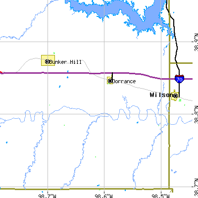 Zip code 67634 close-up map