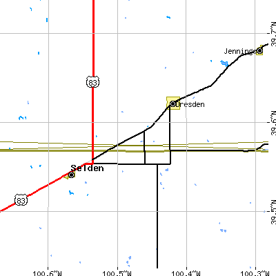Zip code 67635 close-up map