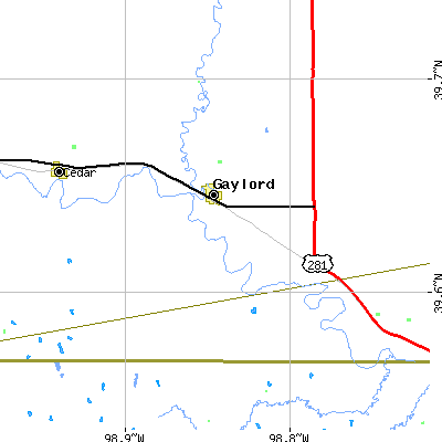 Zip code 67638 close-up map