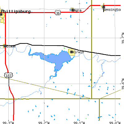 Zip code 67644 close-up map