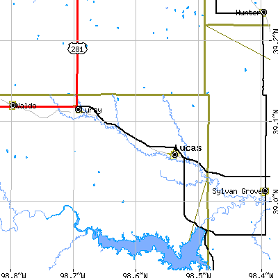 Zip code 67648 close-up map