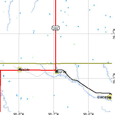 Zip code 67649 close-up map